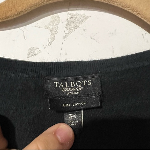 Talbots Ruffled V-Neck Sweater Pima Cotton Lightweight Black Size 3X Spring - Picture 4 of 7